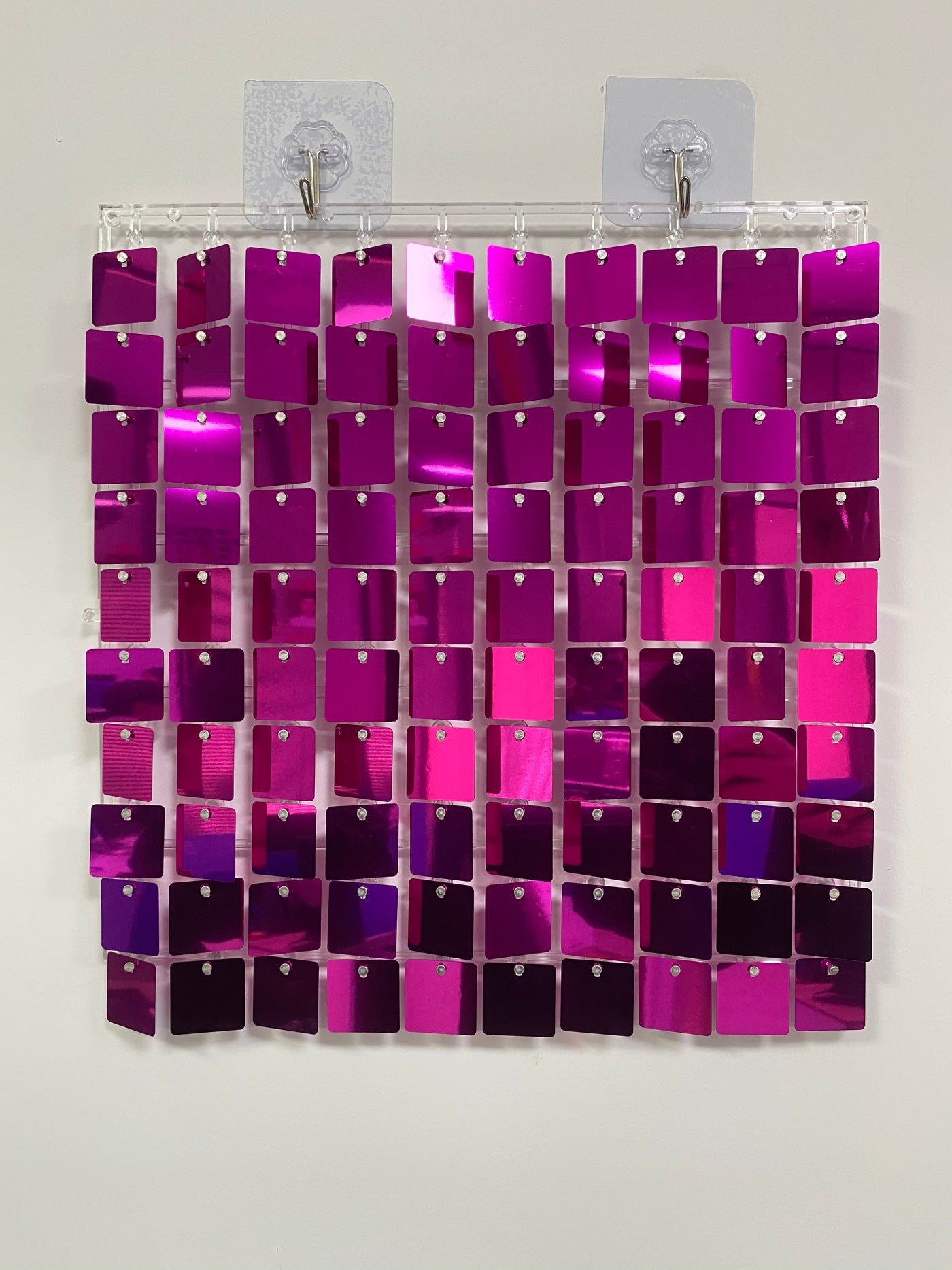 Easy Connect Shimmer Wall Panels / Transparent Grid Backing & Square Sequins - Purple