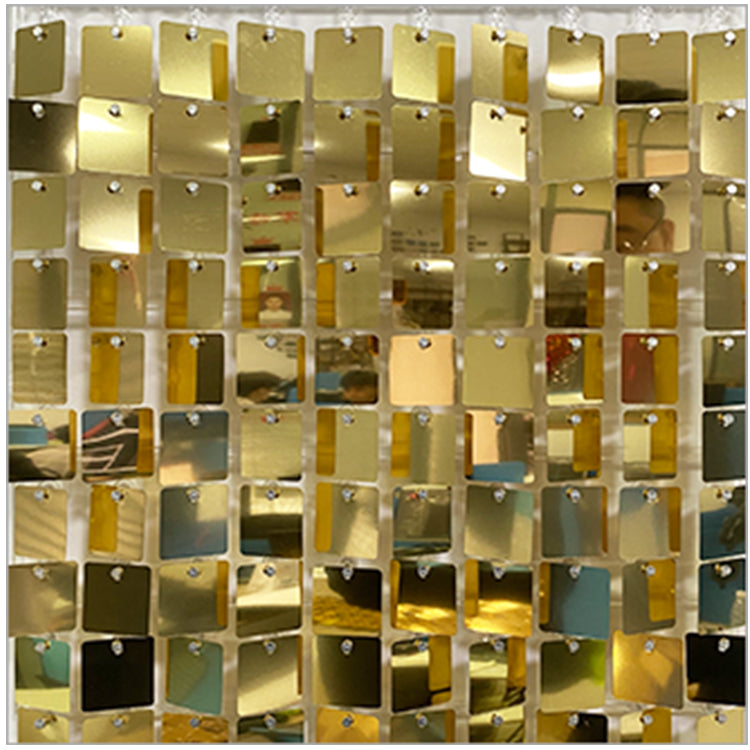 Shimmer Wall Panels / Black Backing & Square Sequins - Light Gold