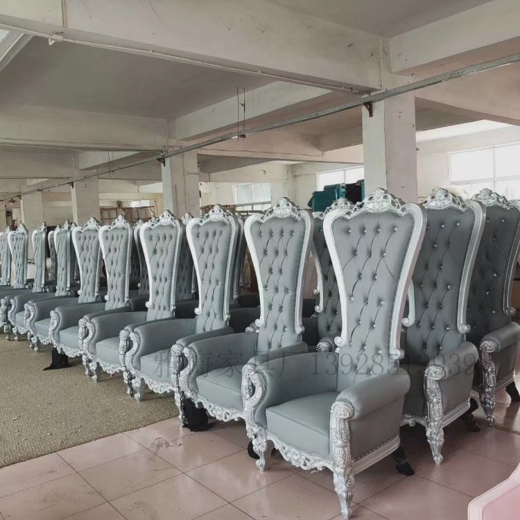 French Bride and Groom Throne Chair - Gray