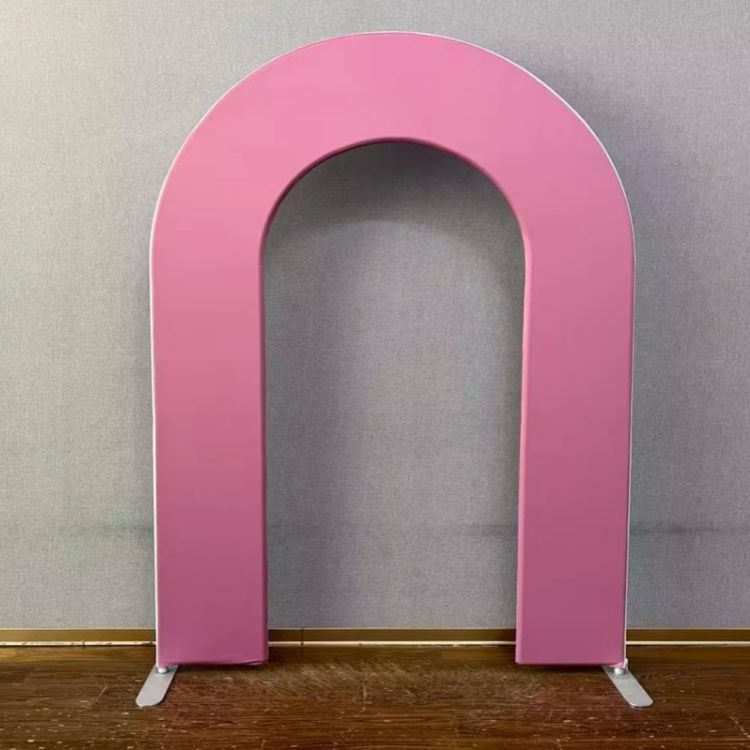 Arched Fabric Backdrop Single / Double Sided Tension Fabric Cover with Frame- Pink