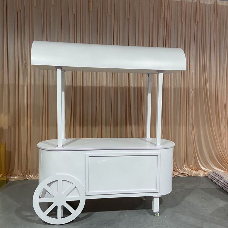 MDF Candy Dessert Cart with Wheels - White