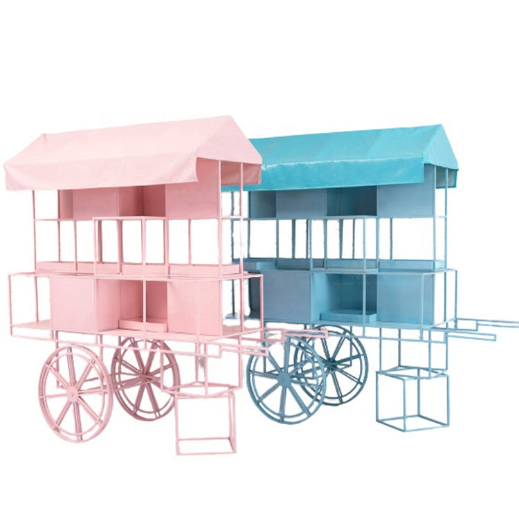 Metal Candy Dessert Cart with Wheels - Black/White/Pink/Blue