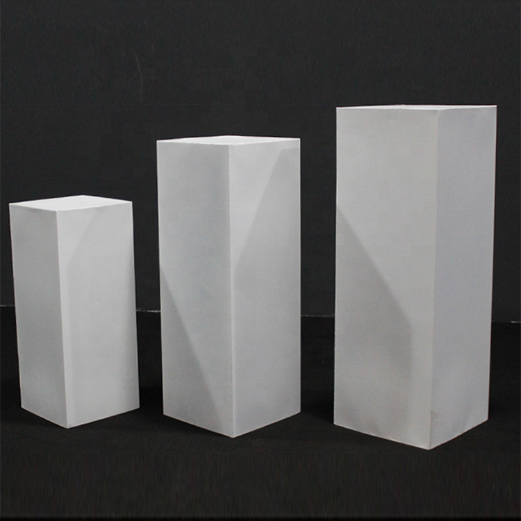 White Acrylic Cylinder Square Plinths Set - 3/5 Pieces